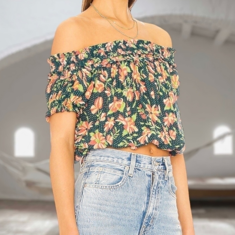 Free People Suki Floral Off the Shoulder Top